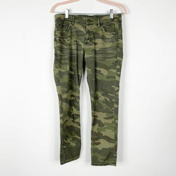 2/$30 ZARA Straight Leg Jeans 4 Camo Cropped Five-Pocket Stretch #5066 - Picture 1 of 13